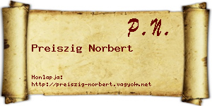 Preiszig Norbert névjegykártya